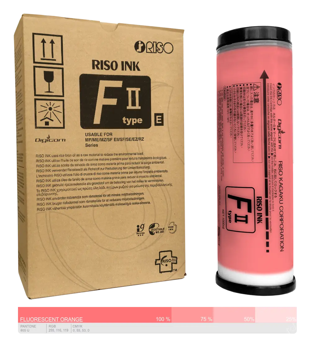 Ink-Farba-Riso-F-II-type-E-Fluorescent orange-S-8129E